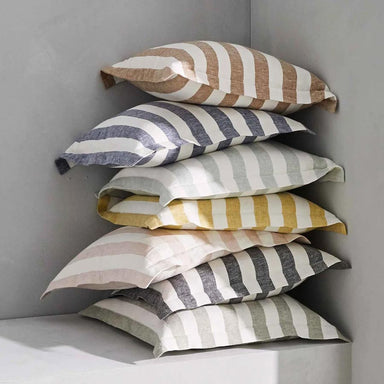 Weave Luca Stripe Linen Cushion - Ocean (50cm) | Koop.co.nz