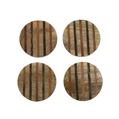 Le Forge Wood Inlay Coaster Set/4 - Stripe | Koop.co.nz