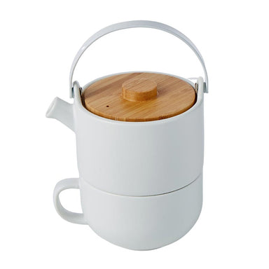 Leaf & Bean White Teapot For One with Infuser (400ml) | Koop.co.nz