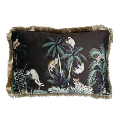 Le Forge Rectangle Safari Animal Velvet Cushion - Black | Koop.co.nz