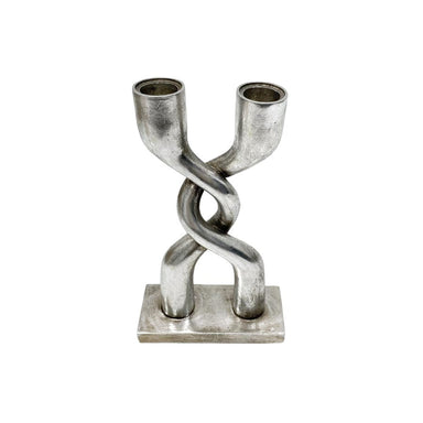 Le Forge Twisted Candle Holder - Antique Silver (22.5cm) | Koop.co.nz