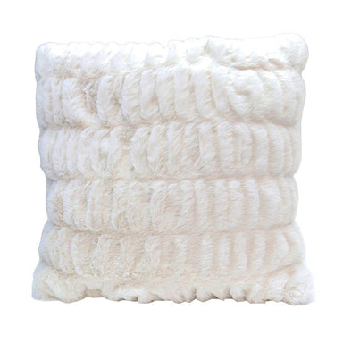 Le Forge White Ribbed Faux Fur Cushion (45cm) | Koop.co.nz