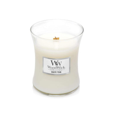 WoodWick Medium Soy Candle - White Teak | Koop.co.nz
