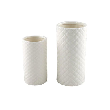Griff Diamond Quilted Cylinder Vase - White | Koop.co.nz