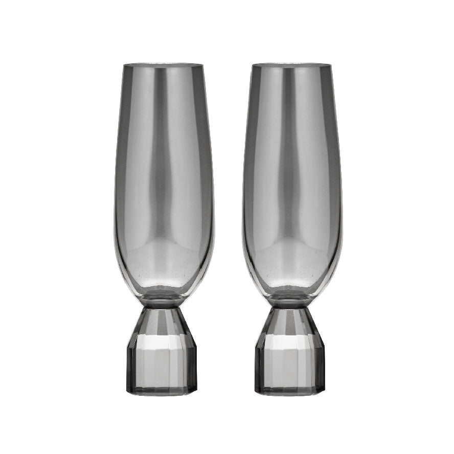 Ladelle Ava Champagne Glasses - Charcoal (2pc) | Koop.co.nz