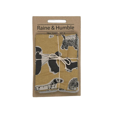 Raine & Humble Woof Tea Towel Set - Yellow Sunset (2pc) | Koop.co.nz