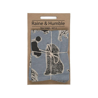 Raine & Humble Woof Tea Towel Set - Blue Haze (2pc) | Koop.co.nz