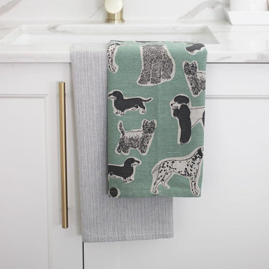 Raine & Humble Woof Tea Towel Set - Aqua Storm (2pc) | Koop.co.nz