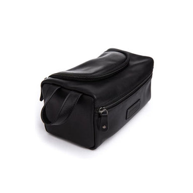 Stitch & Hide Unisex Leather Jett Toilet Bag - Black | Koop.co.nz
