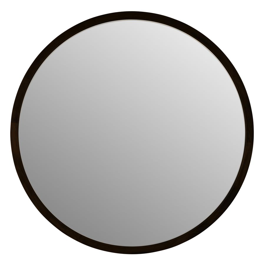 One Six Eight Tina Wood Round Mirror - Black (60cm) | Koop.co.nz