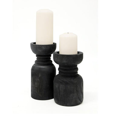 Stoneleigh & Roberson Juniper Black Wooden Candle Holder | Koop.co.nz