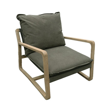 Le Forge Acer Oak Lounge Chair - Army Green | Koop.co.nz