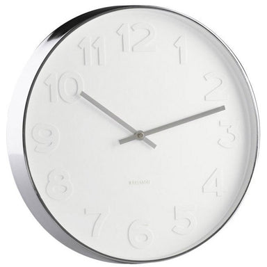 Karlsson Mr White Numbers Clock – Silver Frame (51cm) | Koop.co.nz