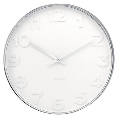 Karlsson Mr White Numbers Clock – Silver Frame (51cm) | Koop.co.nz
