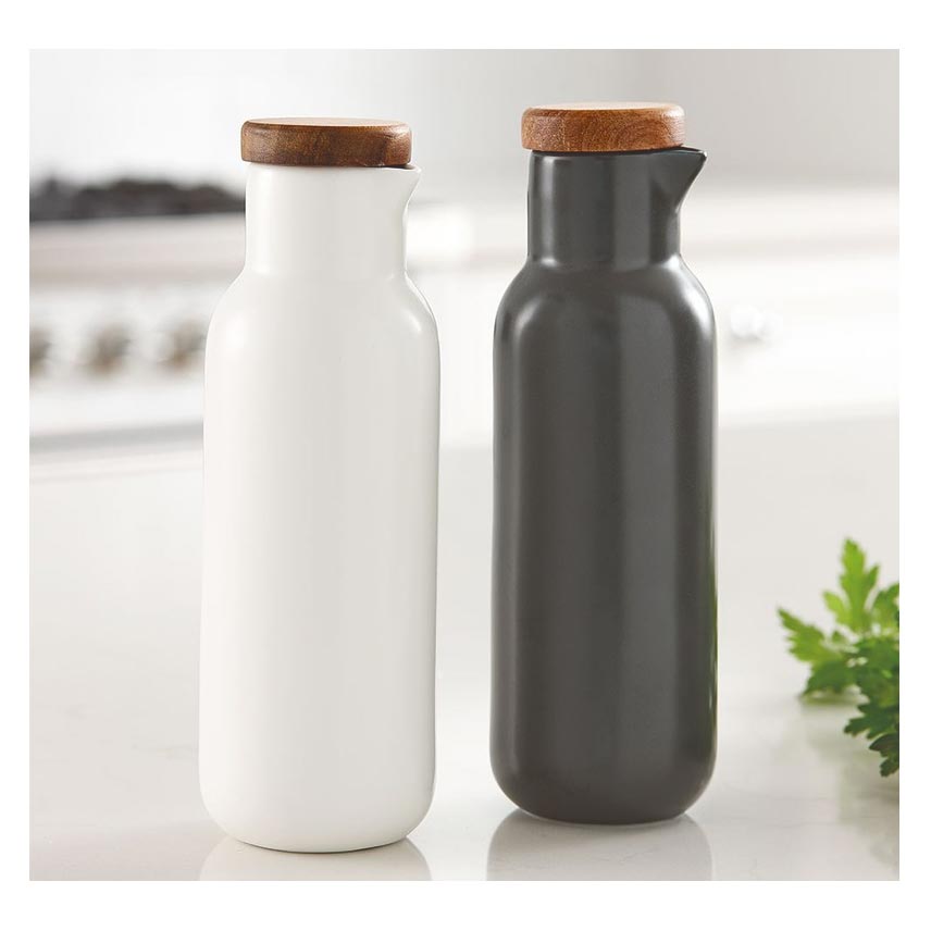 Ladelle Essentials Oil & Vinegar Set - White/Charcoal | Koop.co.nz
