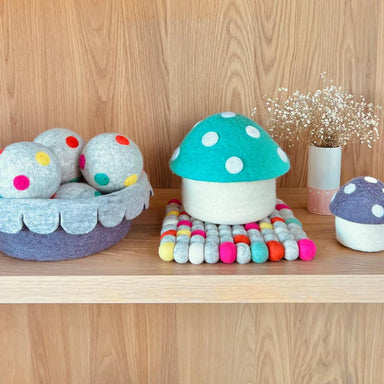 Sheepish Design NZ Wool Toadstool Storage Box - Turquoise | Koop.co.nz