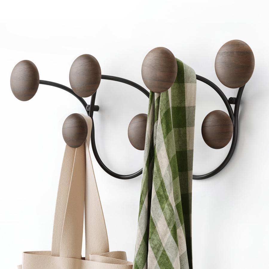Umbra Dotsy Wall Hook - Black & Walnut | Koop.co.nz