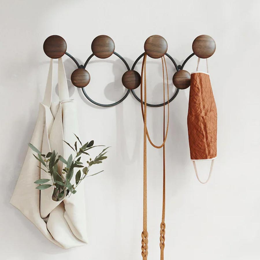 Umbra Dotsy Wall Hook - Black & Walnut | Koop.co.nz