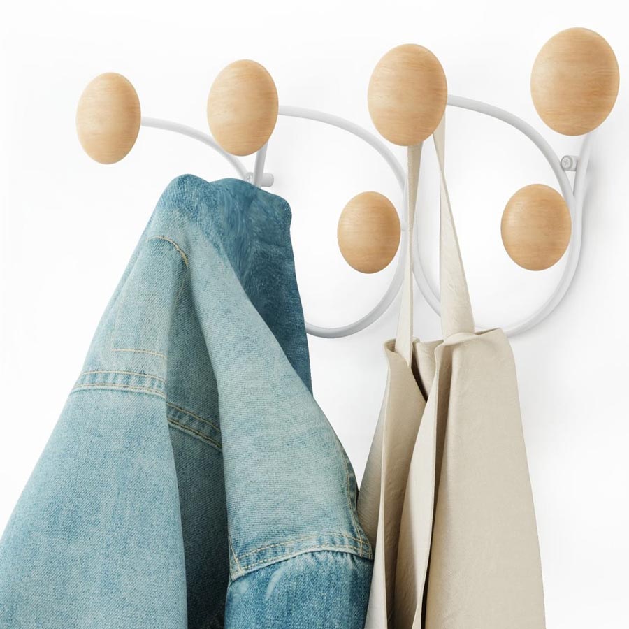 Umbra Dotsy Wall Hook - White & Natural | Koop.co.nz