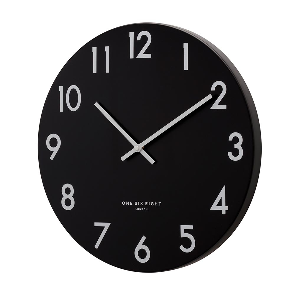 One Six Eight Jackson Black Wall Clock (30cm) Silent Wall Clocks NZ