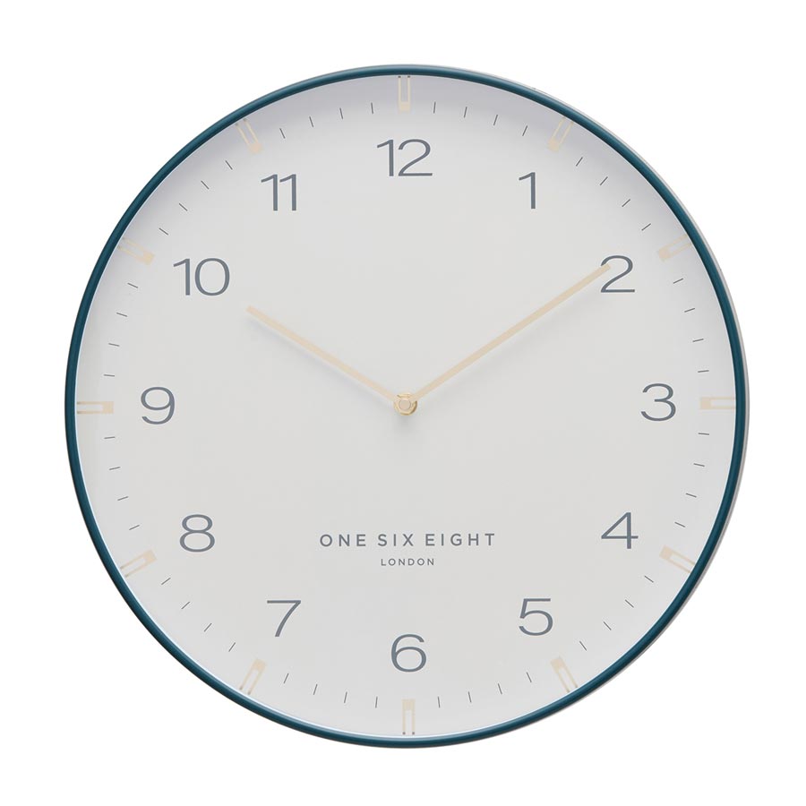 One Six Eight Sienna Clock White (40cm) Silent Wall Clocks NZ