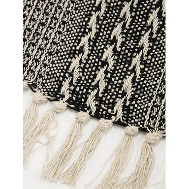 Stoneleigh & Roberson Tamara Woven Cotton Throw - Black/Natural | Koop.co.nz