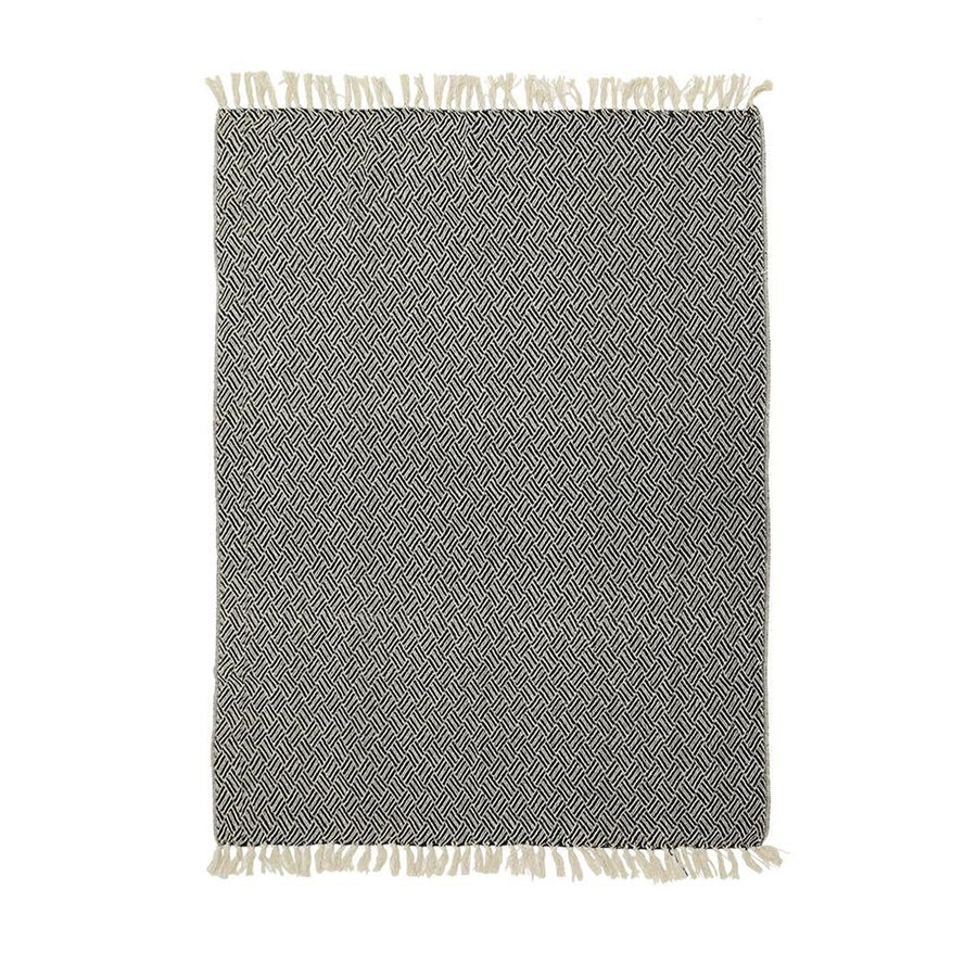 Stoneleigh & Roberson Carly Woven Cotton Throw - Black/Natural | Koop.co.nz