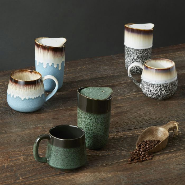 Leaf & Bean Reactive Glaze Roma Mug - Green | Koop.co.nz