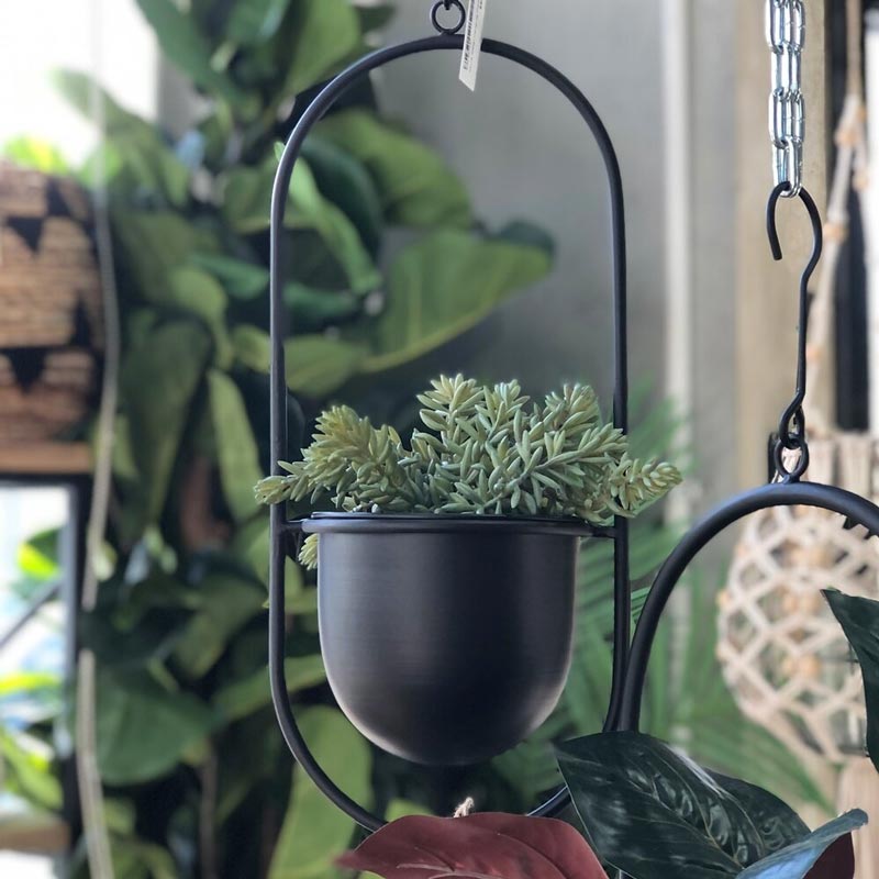 hanging pot plants nz Stoneleigh & Roberson Small Black Metal Hanging Planter - Hanging Planters NZ | KOOP
