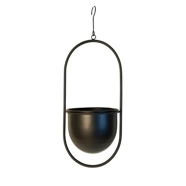Stoneleigh & Roberson Small Black Metal Hanging Planter (40cm) | Koop.co.nz