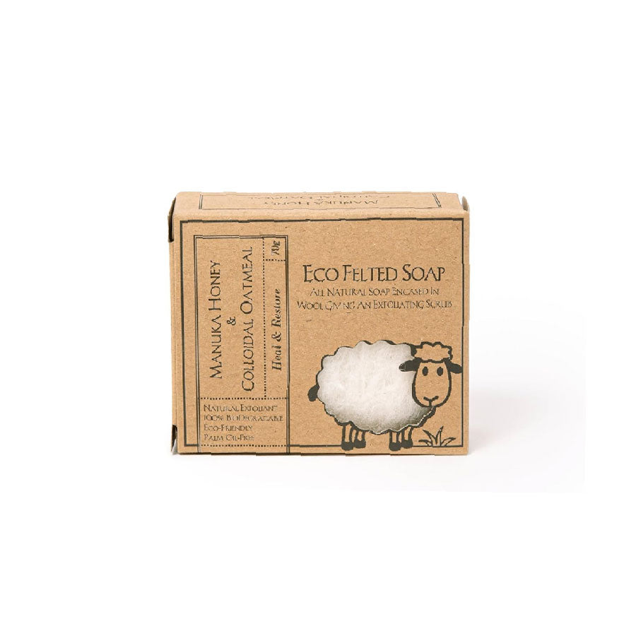 Bruntwood Lane NZ Made Felted Wool Soap - Manuka Honey & Colloidal Oatmeal | Koop.co.nz