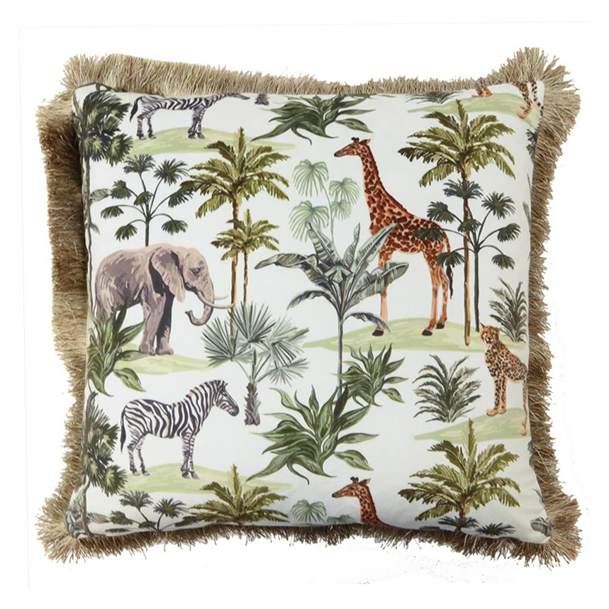 Le Forge Safari Animal Velvet Cushion (45cm) | Koop.co.nz
