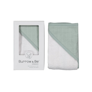 Burrow & Be Organic Cotton Baby Hooded Towel – Sage | Koop.co.nz