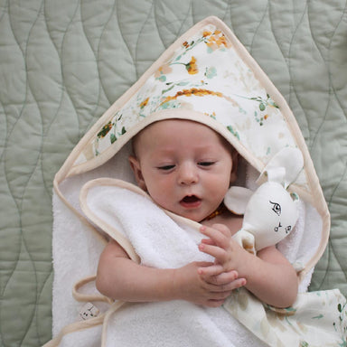 Burrow & Be Organic Cotton Baby Hooded Towel – Spring Melody | Koop.co.nz
