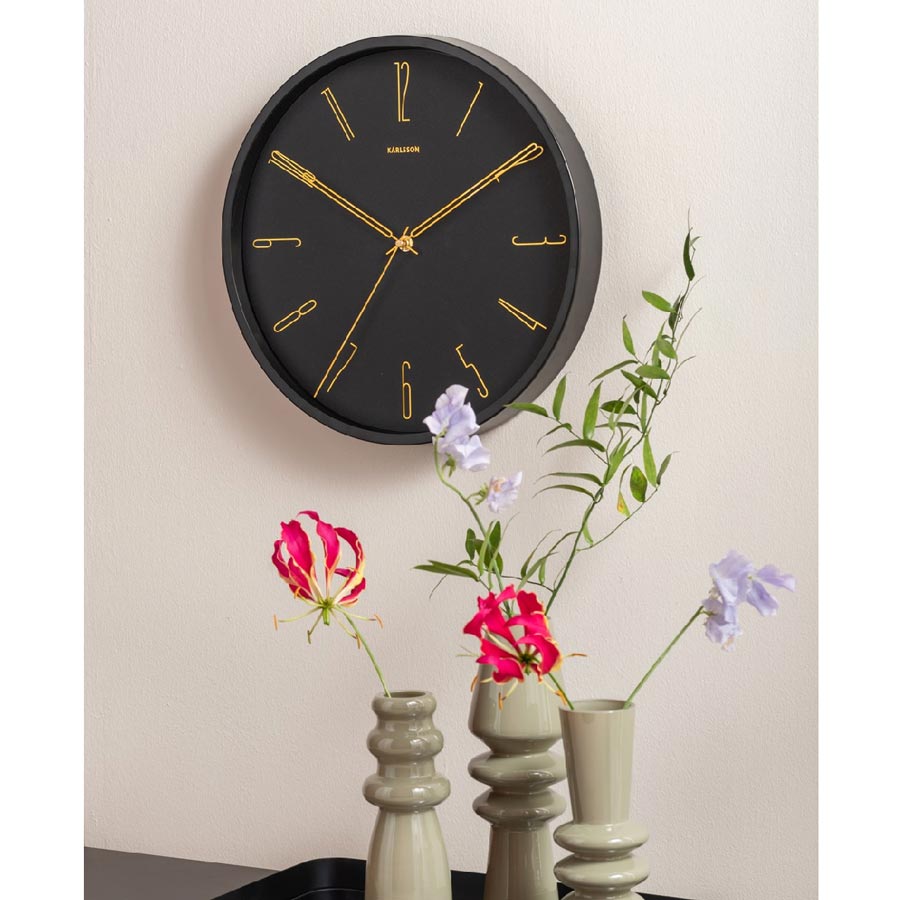 Karlsson Belle Numbers Wall Clock – Black (35cm) | Koop.co.nz
