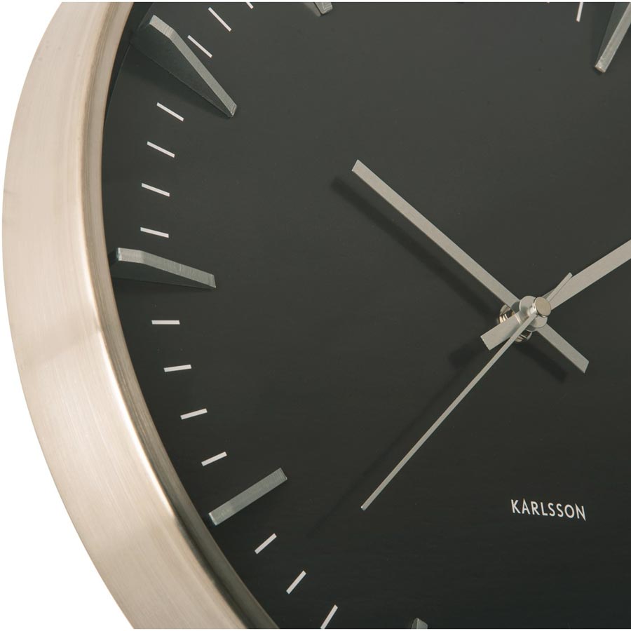 Karlsson Raised Batons Wall Clock - Black/Silver (35cm) | Koop.co.nz