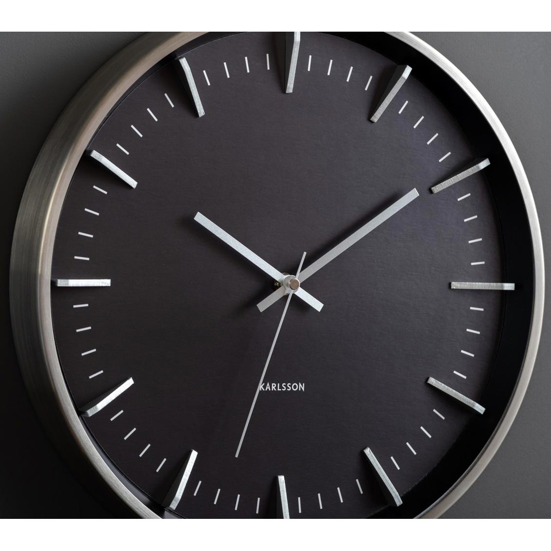 Karlsson Raised Batons Wall Clock - Black/Silver (35cm) | Koop.co.nz