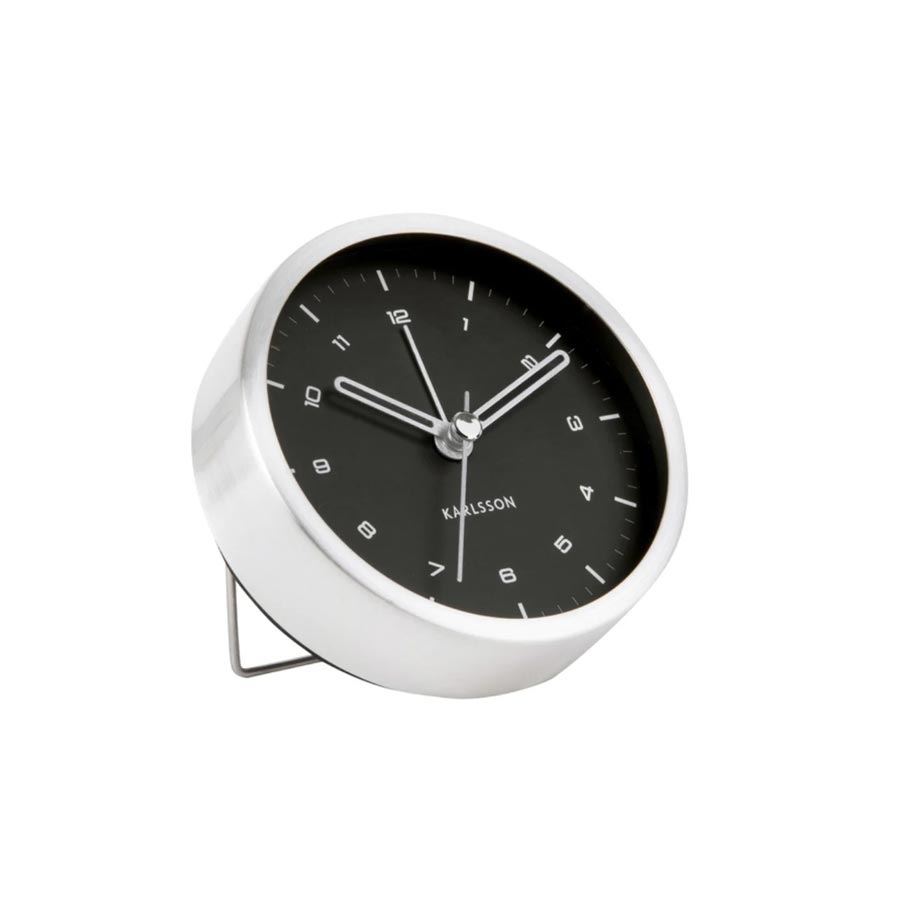 Karlsson Tinge Alarm Clock Silver/Black Karlsson Alarm Clocks NZ