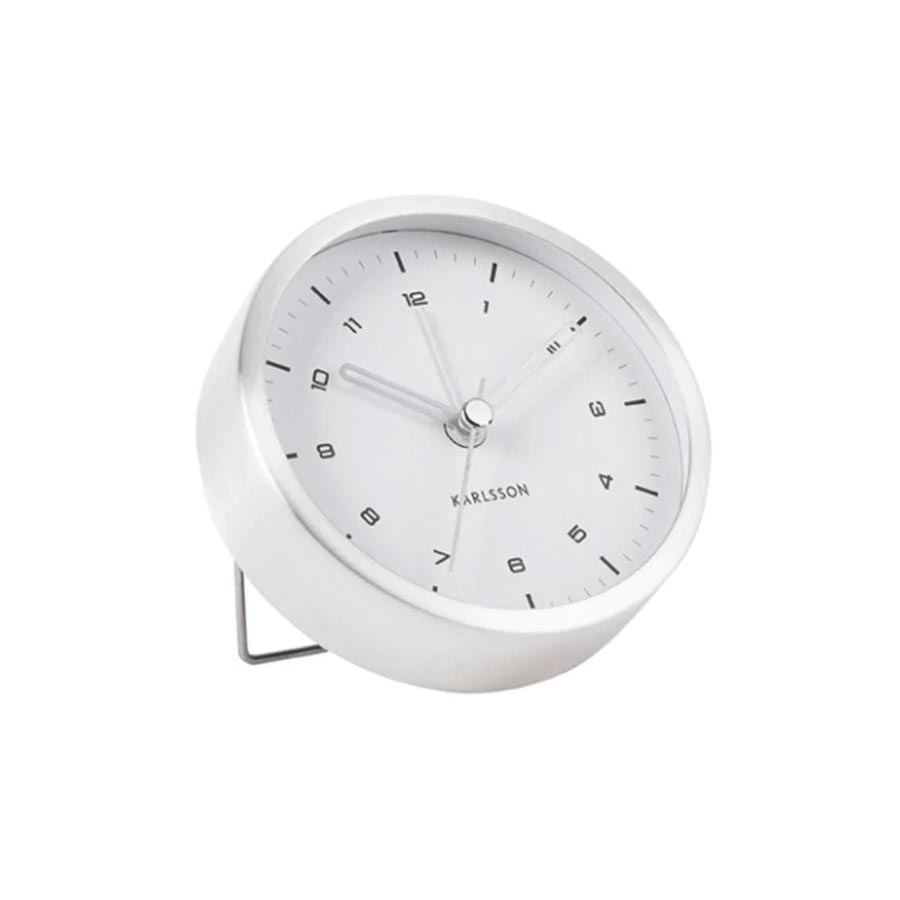 Karlsson Tinge Alarm Clock Silver/White Karlsson Alarm Clocks NZ