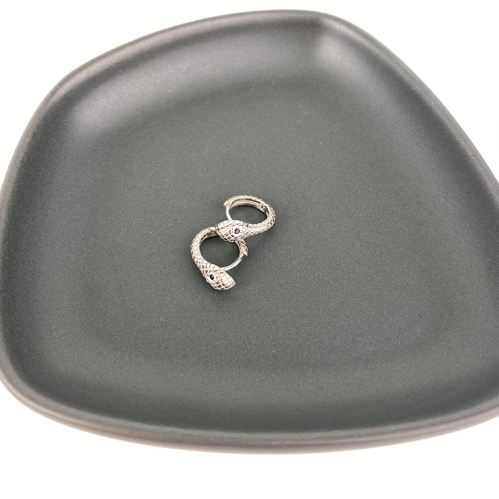 Lindi Kingi Snake Huggie Earrings - Silver | Koop.co.nz