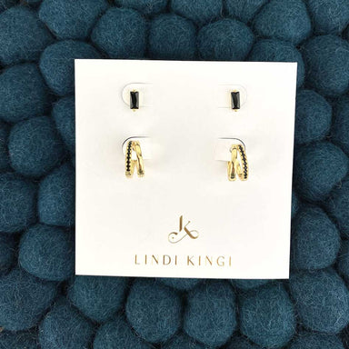 Lindi Kingi Double Hoop & Baguette Earring Set - Gold | Koop.co.nz