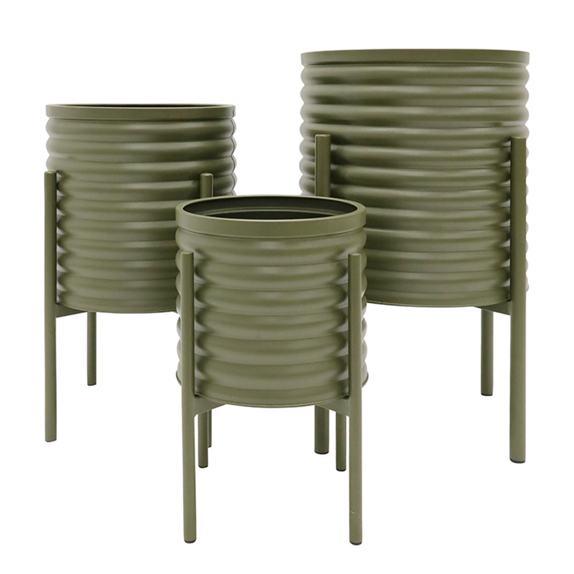 Stoneleigh & Roberson Ridge Metal Planter Set/3 - Olive | Koop.co.nz