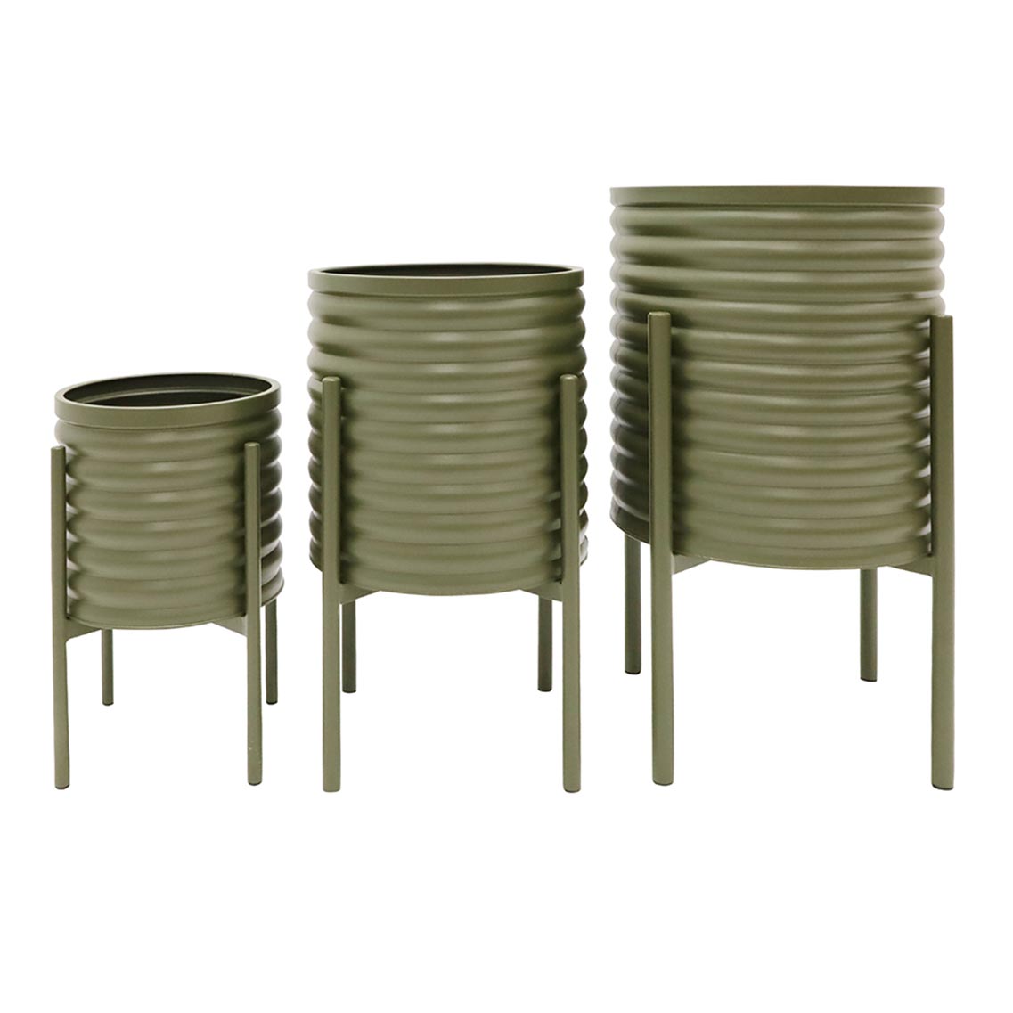 Stoneleigh & Roberson Ridge Metal Planter Set/3 - Olive | Koop.co.nz