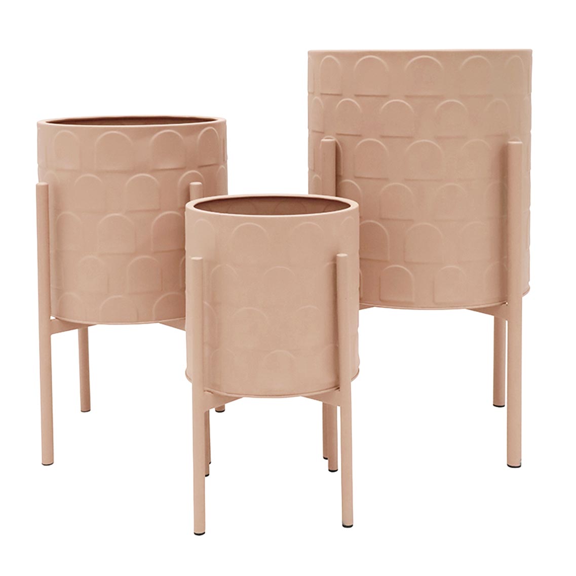 Stoneleigh & Roberson Arc Metal Planter Set/3 - Dusky Pink | Koop.co.nz