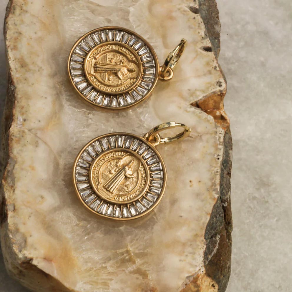 Queen Of The Foxes Gold Disc Seraph Earrings | Koop.co.nz