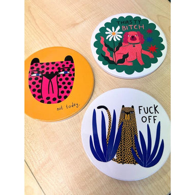 Studio Soph Ceramic Coaster - F**k Off | Koop.co.nz