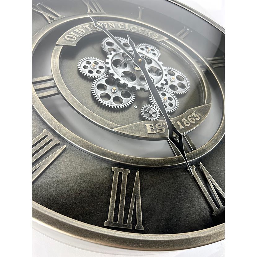 RAB Industrial Gunmetal Moving Gear Clock (59cm) | Koop.co.nz