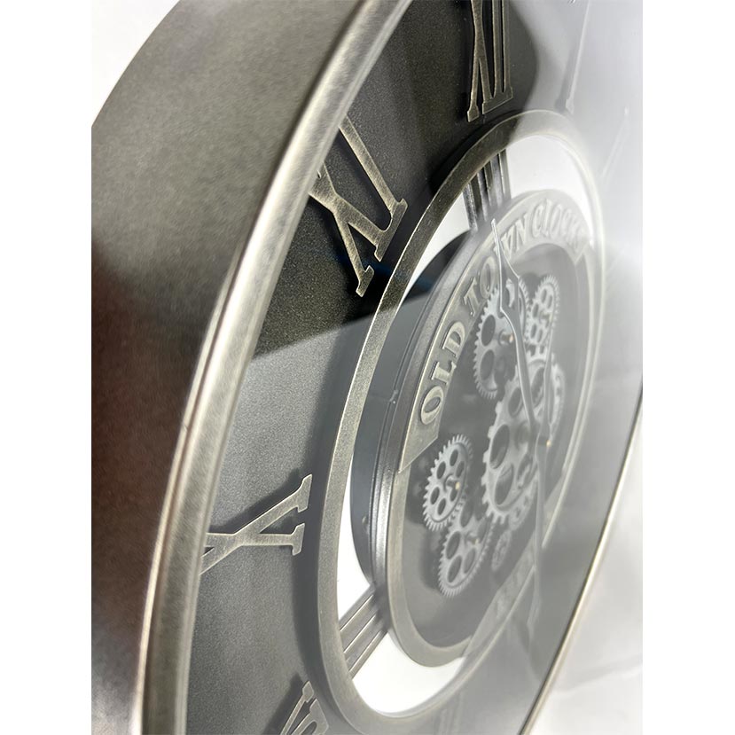 RAB Industrial Gunmetal Moving Gear Clock (59cm) | Koop.co.nz