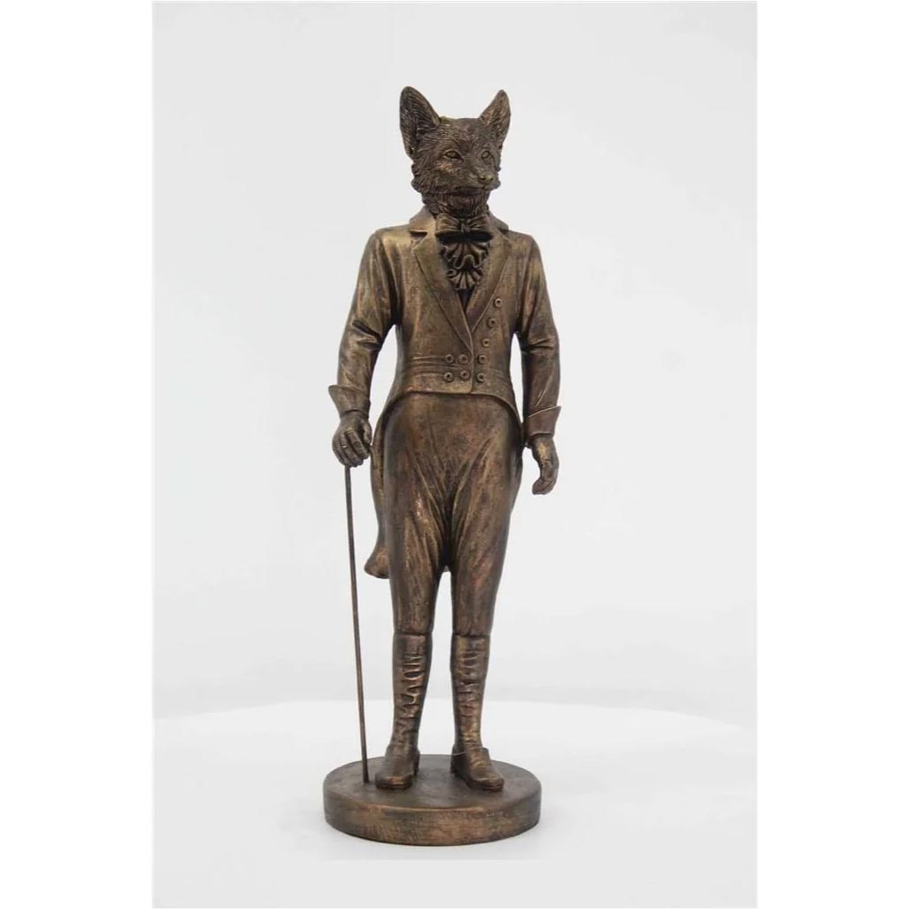 Stoneleigh & Roberson Bronze Gentleman Fox Statue - Cane (41cm) | Koop.co.nz