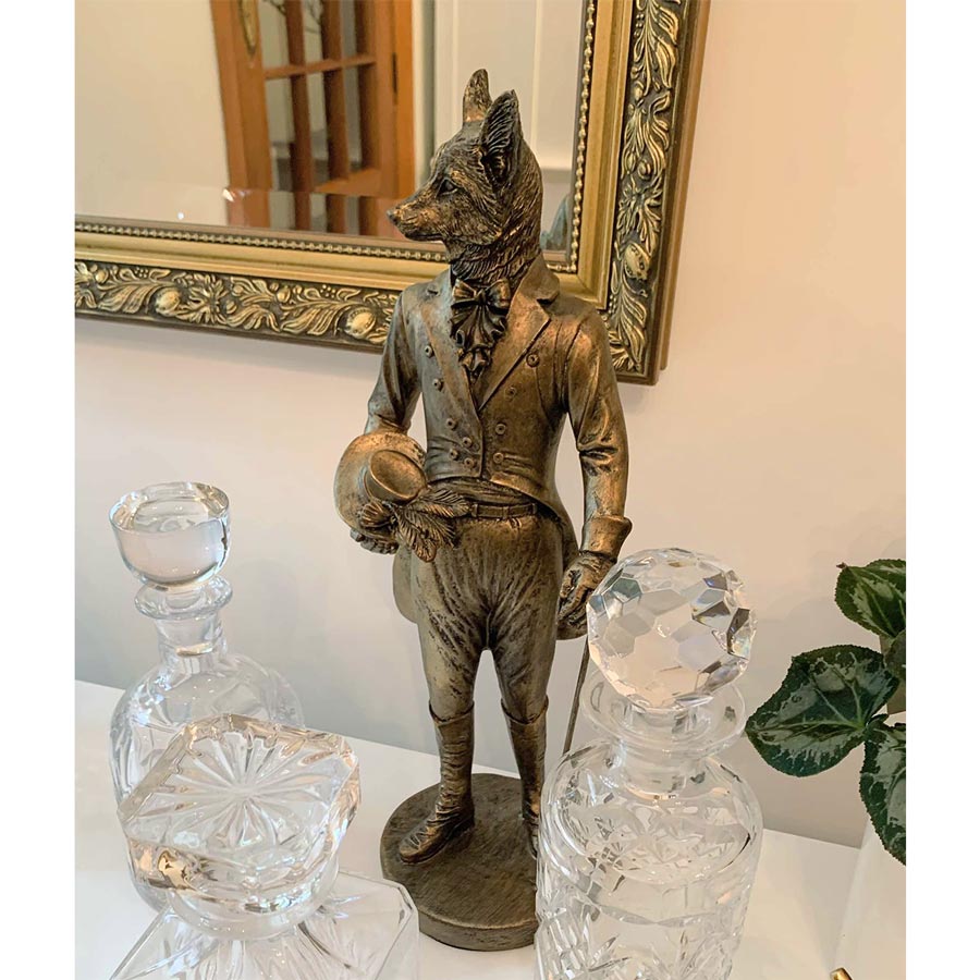 Stoneleigh & Roberson Bronze Gentleman Fox Statue - Top Hat (40.5cm) | Koop.co.nz